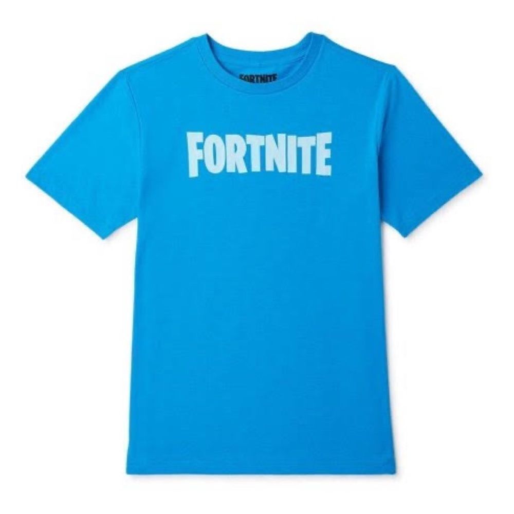 Boys Fortnite Blue Cotton Video Game Short Sleeve Tee Shirt Size Large